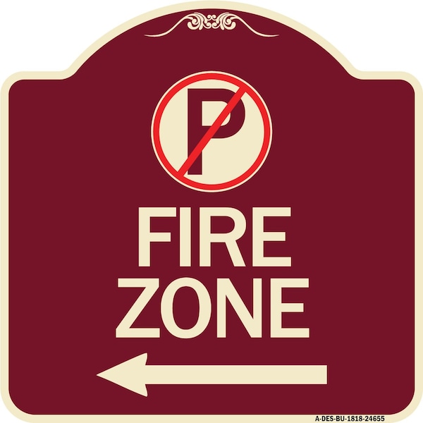 No Parking Symbol and Left Arrow Heavy-Gauge Aluminum Architectural Sign, 18" x 18", BU-1818-24655